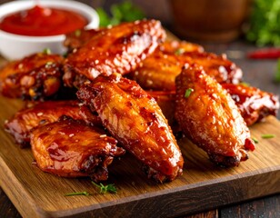Delicious grilled and roasted chicken wings with vegetables, a perfect meal