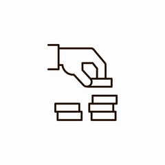 hand stacking coins icon sign vector