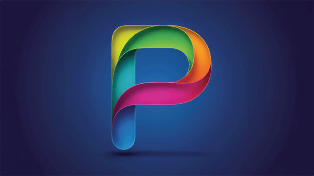 Vibrant ribbon letter p logo ribbon design colorful