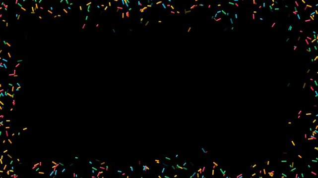 birthday sprinkles border frame isolated alpha channel animation,happy birthday cake celebration social media motion design element	