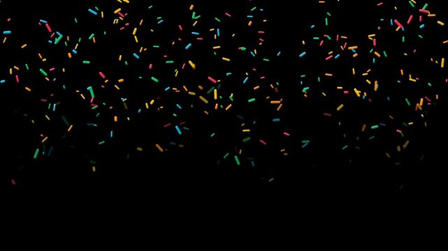 colorful birthday sprinkles falling isolated alpha channel animation,happy birthday and party celebration social media motion design element	
