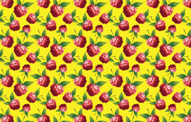 Seamless raspberry pattern&mdash;fresh, juicy, and perfect for fabric, packaging, or summer-themed design.