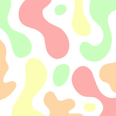 A bright and cheerful abstract background with pastel green, yellow, orange, and pink blobs creating a soft and modern organic design.