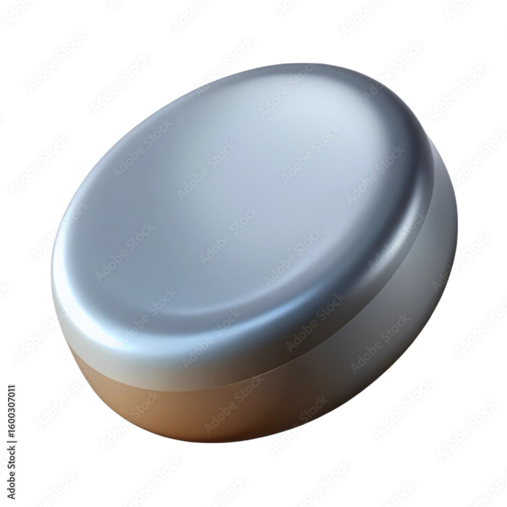 Poster 3d rendered silver metallic object with a shiny surface on a dark black background.