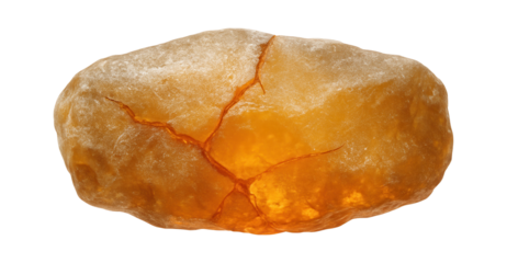 Rough amber piece with natural cracks and frosted exterior showing weathering