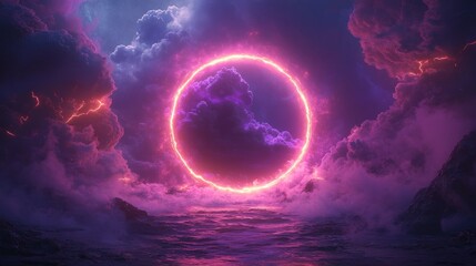 Fiery portal in stormy cloudscape