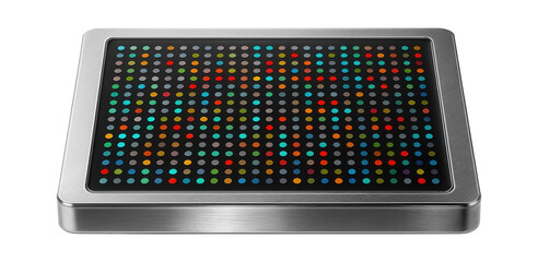 DNA microarray chip with a grid pattern of fluorescently labeled probes
