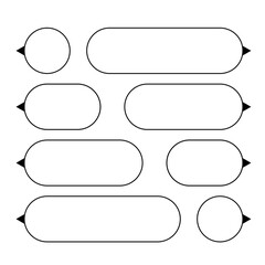 中央に黒い尻尾のついた白いヨコ書き用吹き出しのセット