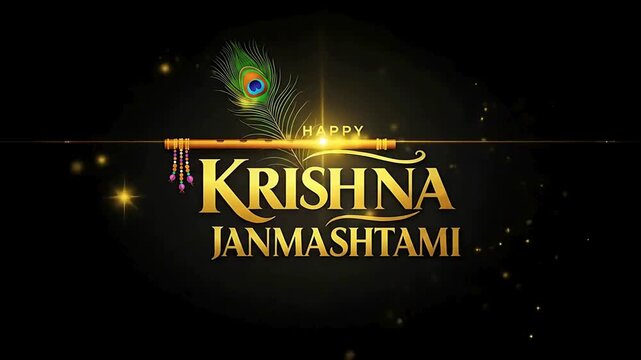 Happy Krishna Janmashtami Celebration Banner Animation