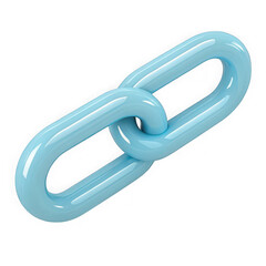 Ai generated image of a shiny blue chain link symbol representing connection and