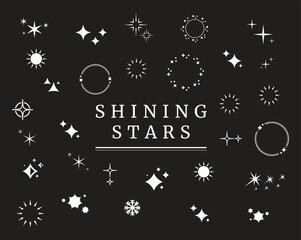 Sparkle Star Icon Set - Vector Stock Illustration. Different forms of stars, constellations, galaxies