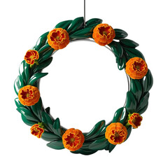 Floral Frame with Colorful Flowers Isolated on White Background