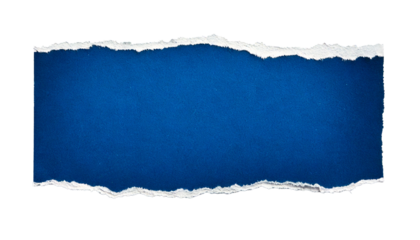 Torn paper sticker blue: Aesthetic template featuring a torn paper design in vibrant blue tones, isolated cleanly on a white background, perfect for creative projects, digital art, scrapbooking, and d