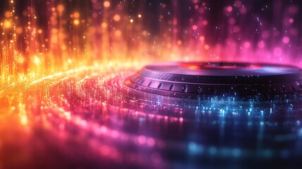 Futuristic disc with swirling lights