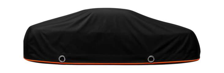 Black waterproof car cover with reinforced grommets for tie-down