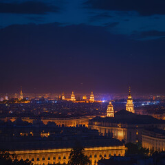 Fototapeta premium cityscape silhouette of madrid at night