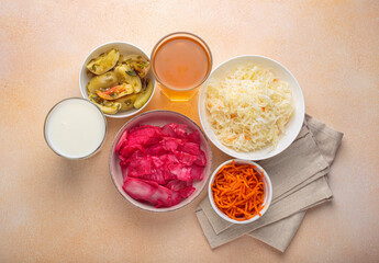 Sauerkraut, pickled cabbage, pickled cucumbers and tomatoes, fermented carrots, kefir and kombucha...