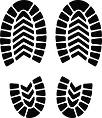 Boot Prints Set Black Silhouette Graphic Design Element