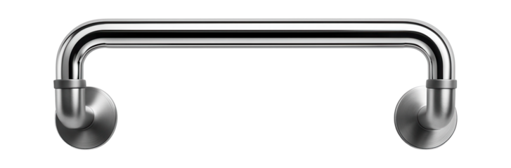 Stainless steel handrail with smooth curved edges and wall-mount brackets