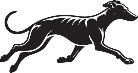 Obraz premium Running Greyhound Dog Silhouette in Vector Style for Sporting Designs