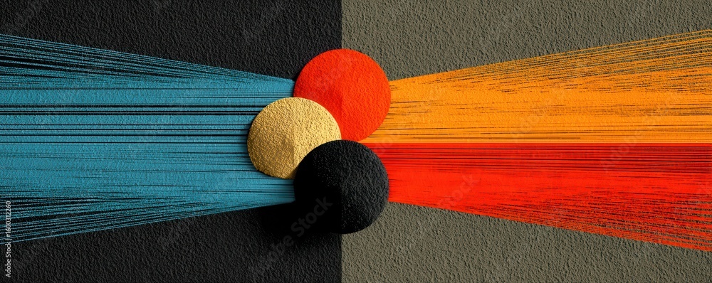 Poster colorful abstract composition with overlapping textures and minimalist design