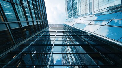 Urban Skyline Majesty: Breathtaking High-Rise Building Panoramas &ndash; Gleaming Glass Facades, Towering Steel Structures, Sunlit Skyline Silhouettes, and Sprawling City Views in Wide-Angle Photography for