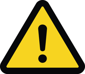 Bold yellow triangular warning sign with a thick black border and a central exclamation mark.
