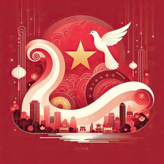 Elegant vector illustration celebrating Vietnam Independence Day