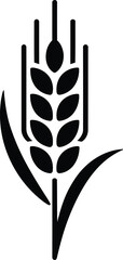 Simple Black Wheat Icon Graphic Design Element