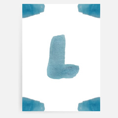 Watercolor L letter Blue Color Vector Illustration Background