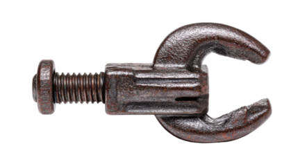 C-clamp with wide opening jaws background isolated on a Transparent background, PNG file.