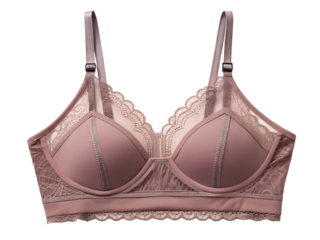 Stylish blush bra with lace details on a background lingerie with straps and delicate trim feminine fashion underwear