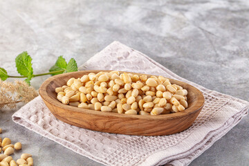 Cedar nut kernel in the bowl