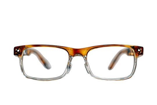 Clear lenses, tortoise-shell frames, eyeglasses