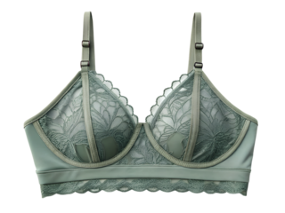 Green floral lace bra closeup luxurious lingerie detail sophisticated intimate apparel isolated on background fashionable womens underwear elegant