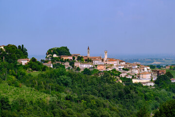 Rural landscape near Casale Monferrato and Ozzano, Alessandria province, Italy. View of Rosignano