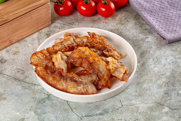 Fried crispy pork bacon snack