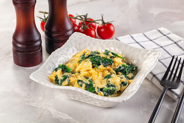 Omelette with spinach for breakfast