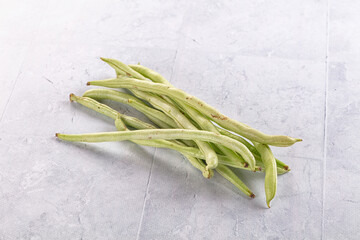 Raw green string beans heap