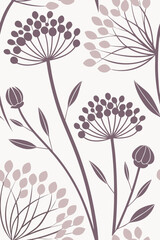 Delicate floral pattern with purple and pink hues botanical illustration purple flowers