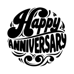 Happy Anniversary Black Typography celebration greeting