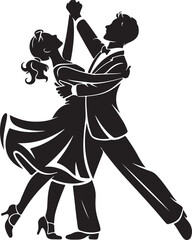 Fototapeta premium Dancing Couple Silhouette Vector Illustration of Ballroom Dancers