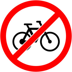 No bicycle sign illustration. Flat design.