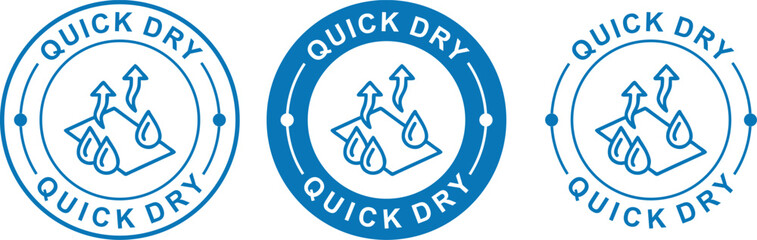 Quick Dry Label Icon – Fast Drying Sticker, Logo Badge, Waterproof Symbol for Product