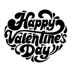 Happy Valentines Day black script typography love