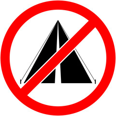 No bivouac, camping prohibited symbol.