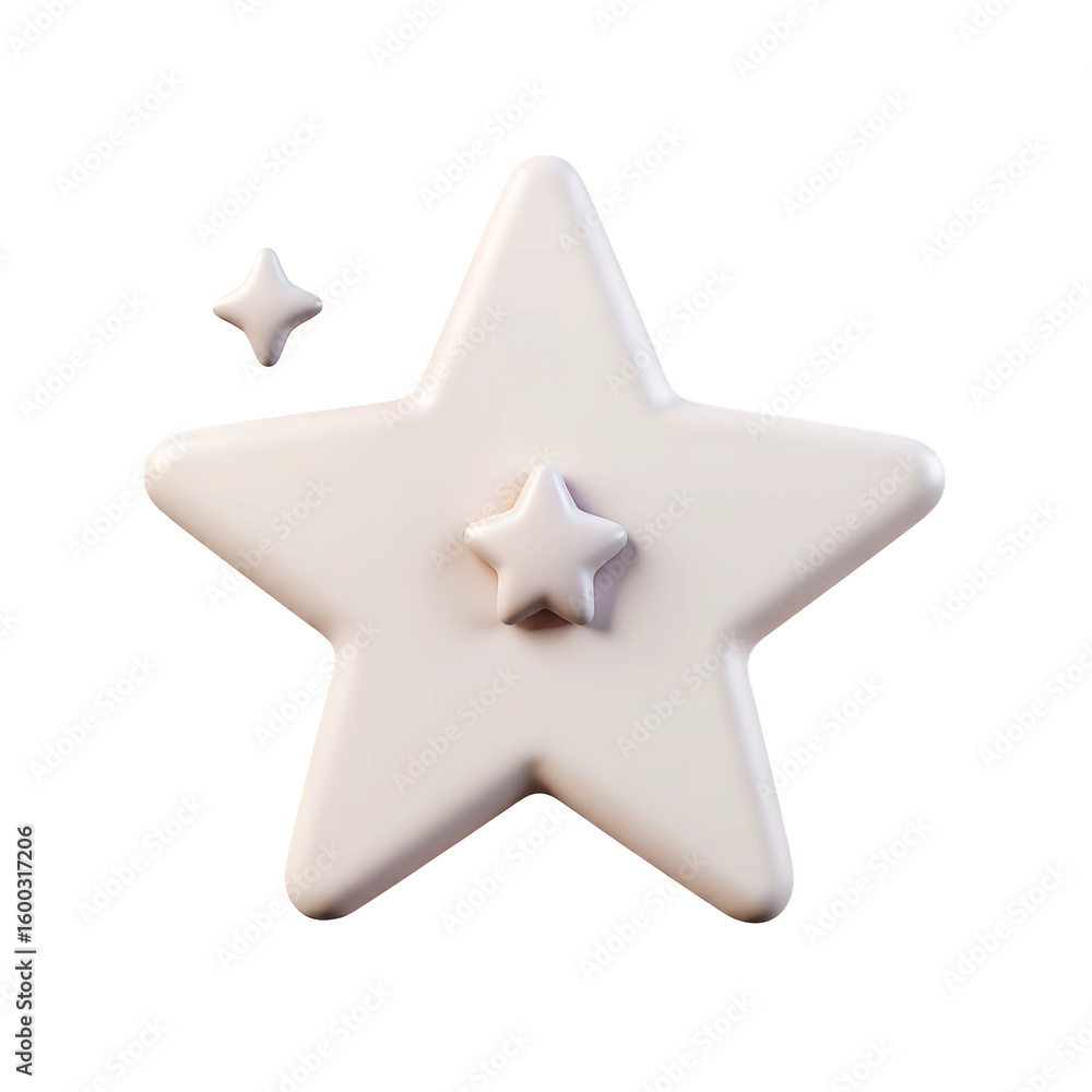 Poster a white star with a smaller star in the center and another star to the side on transparent backgroun