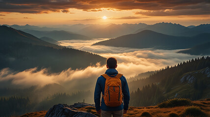 man on the top of mountain