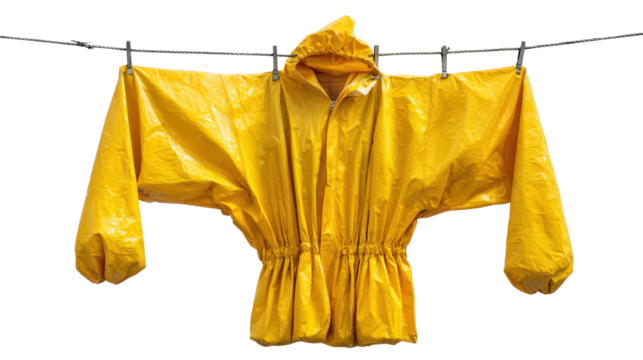Chemical protective suit hanging background isolated on a Transparent background, PNG file.