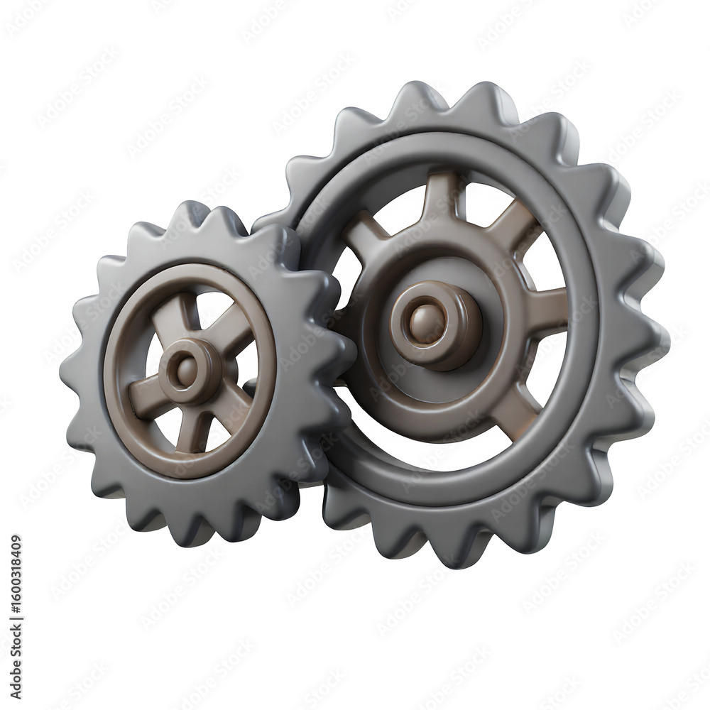 Aufkleber a close up of two interlocking gears against studio shot on transparent background